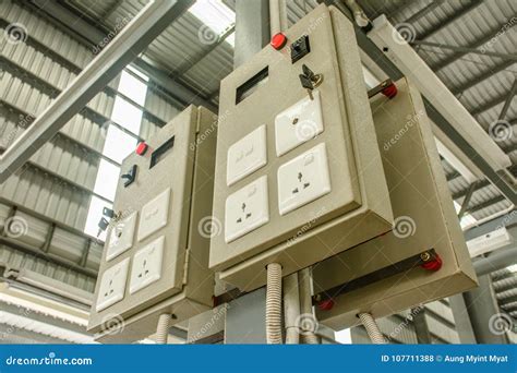 closeup photo  electronic switch  plug stock photo image