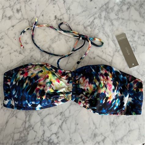J Crew Swim Jcrew Watercolor Floral Bandeau Bikini Top Poshmark