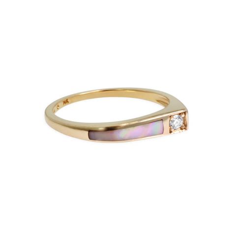 14 Kt Rose Gold Ring With Inlay And Diamonds Kabana