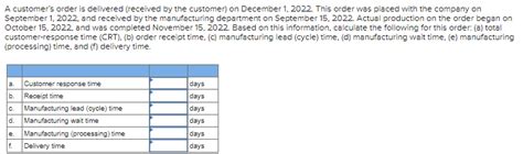 Solved A customer's order is delivered (received by the | Chegg.com