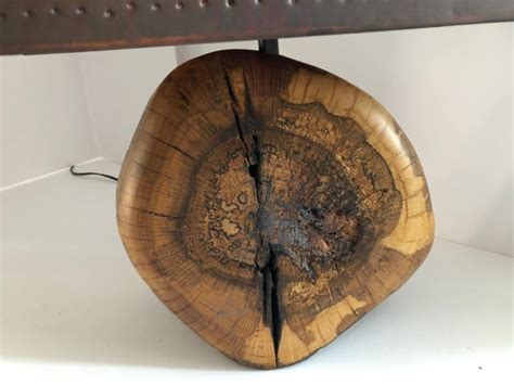 Sculptural Organic Burl Wood Lamp With Copper Shade At 1stdibs