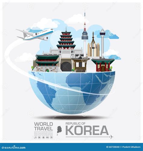 Republic of Korea Landmark Global Travel and Journey Infographic Stock