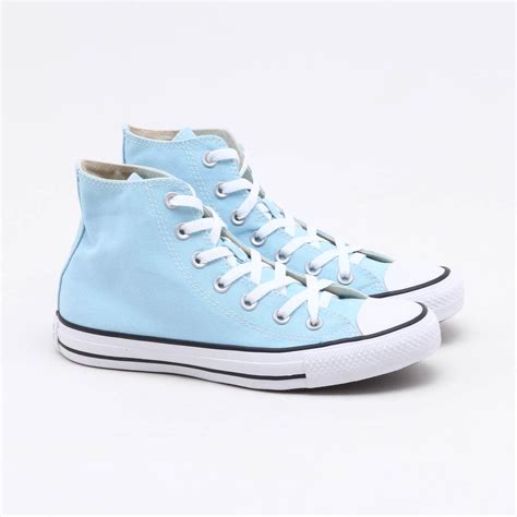 Tenis Feminino Azul Claro - Tênis All Star Converse Chuck Taylor Cano Alto Azul Claro Feminino Azul ...