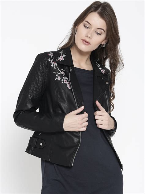 Buy Vero Moda Women Black Solid Biker Jacket - Jackets for Women 2214895 | Myntra