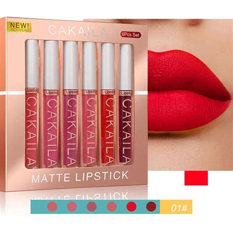 6Pcs Makeup Lipstick Set Liquid Velvet Matte Gloss Lip Sexy Red Lipstick Nude Women Long Lasting