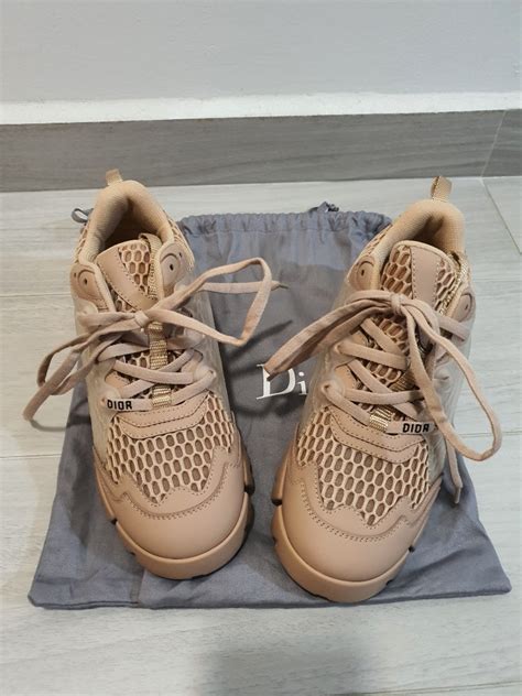 Authentic Christian Dior D Connect Nude Mesh Low Top Sneakers Luxury