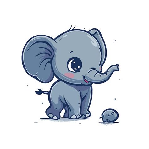 Lindo elefante de dibujos animados jugando con una pelota Ilustración