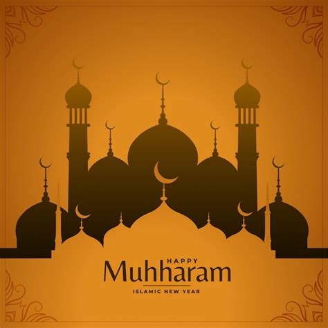 Free Vector Traditional Style Happy Muharram Festival Wishes Card