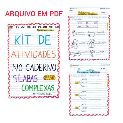 Kit de Atividades 2º Ano Sílabas Complexas - flavia helena teixeira...