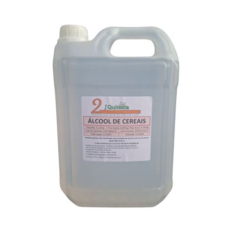 Álcool De Cereais 5 Litros - Álcool de Cereais 100% Premium Alimentício 5 Litros + Laudo