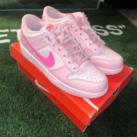 Pink on pink dunks ds never worn size 10 - Depop