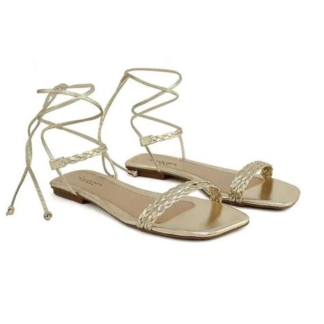 Sandália Gladiadora Rasteira Feminina Dourada Preta Branca Nude Rosa Pink Maria Bonita Store