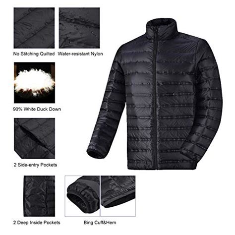 Lesmart Mens Down Puffer Jacket Lightweight Packable Winter Quilted