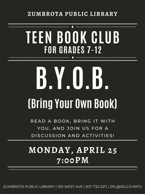 Teen Book Club | Zumbrota Public Library