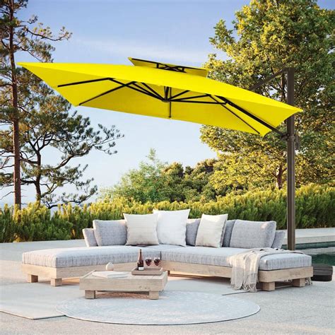 Jearey 11 Ft Square Cantilever Umbrella Patio Rotation Outdoor