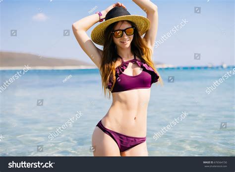 Portrait Happy Sexy Girl Pink Bikini 스톡 사진 Shutterstock