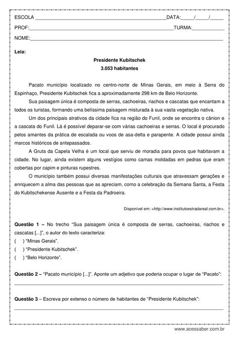 Interpretação De Texto Com Pronomes 6o Ano Com Gabarito