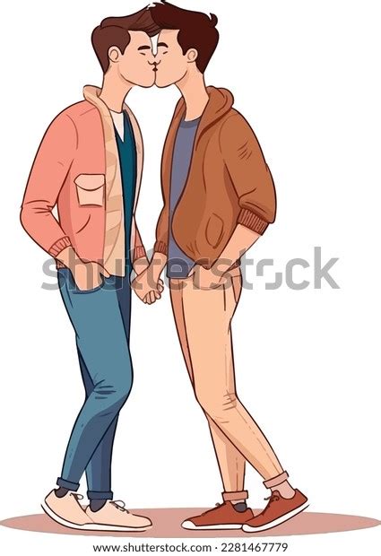 Gay Couple Kissing Vector Illustration Stock Vector Royalty Free 2281467779 Shutterstock