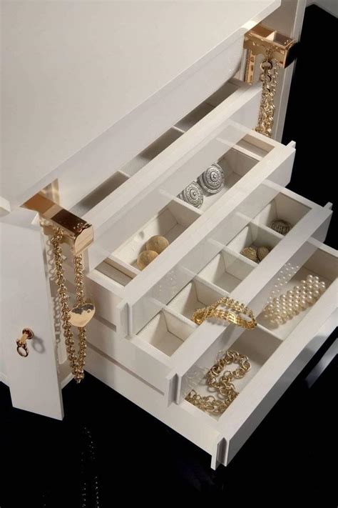 Polished White Jewel Chest in Birdseye Maple, Gold-Plated Hardware, Agresti For Sale at 1stdibs