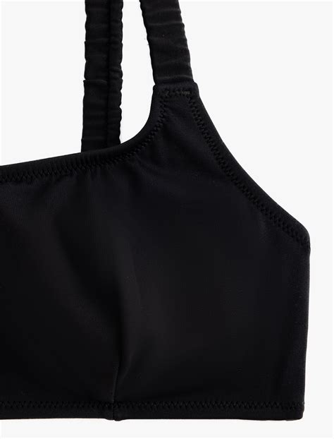 Siyah Kadın Bralette Bikini Üstü Astarlı Pedli Arkası Kopça Kapamalı SAK MM Koton