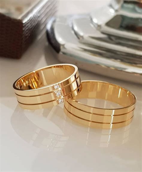 Aliança De Casamento Banhada A Ouro - Par Aliança Banhada a Ouro Linda para Noivado e Casamento | Elo7