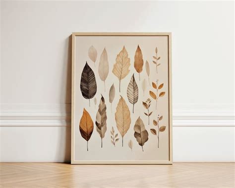 Set of Leaves on a Paper Wall Art Fall Wall Decor Digital Download ...