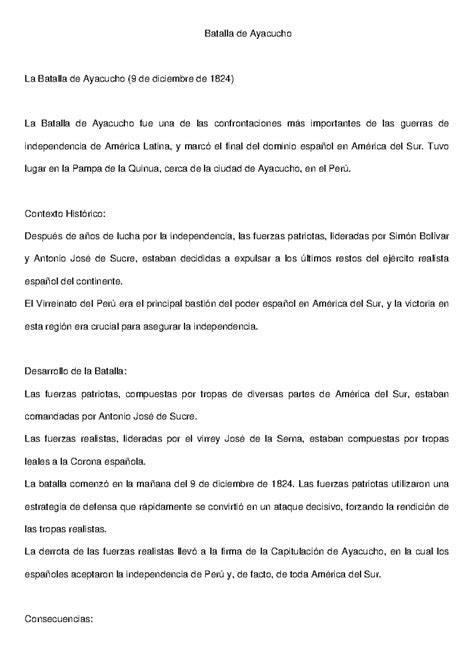 La Batalla De Ayacucho Resumen Corto 3