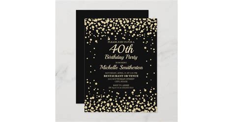 Black Gold Diamond Glitter Women S 40th Birthday Card Zazzle