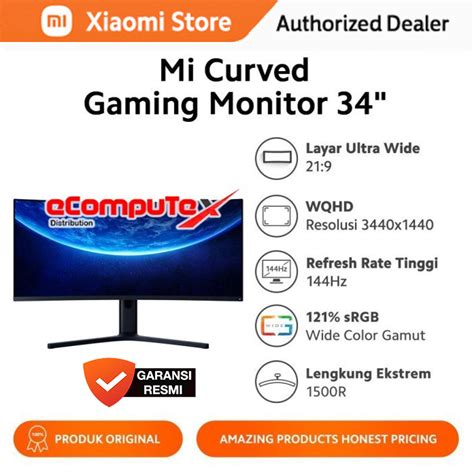 Jual Xiaomi Mi Curved Gaming Monitor Inch Wqhd Ultra Wide Hz