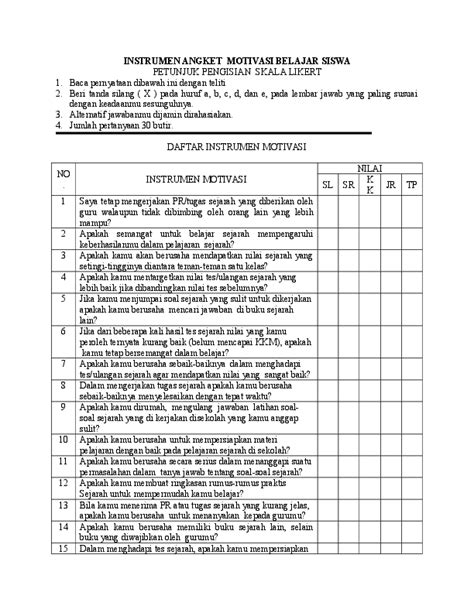 Detail Contoh Instrumen Penelitian Angket Koleksi Nomer 48