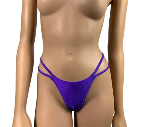 Purple G String Bikini Thong Micro Bottom Low Rise Extreme Double