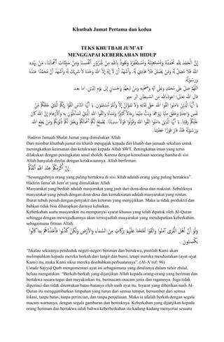 Khutbah Jumat Pertama Dan Kedu Pdf