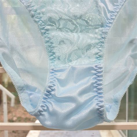 Vintage Silky Nylon Panties Blue Lace Bikini High Leg Brief Size Hip Ebay
