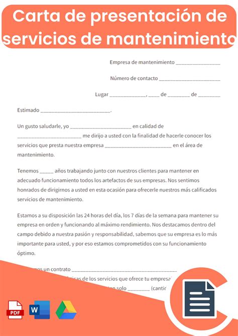 Carta De Presentaci N Servicios Mantenimiento Online Word Pdf