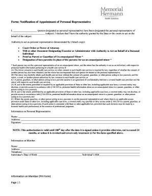 Fillable Online Form Individual Or Personal Representative Request Of