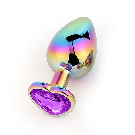 Plug Anal Joia em Aço Furta Cor Coração Tamanho P Roxo Sex Shop Loja do Prazer