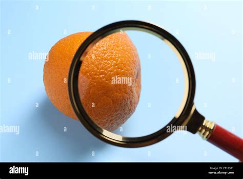 Cellulite Problem Zoomed Orange Peel On Light Blue Background View