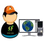 Vector drawing of purple and yellow software box with barcode | Free SVG