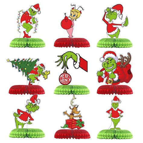 Buy Grinch Christmas Party Honeycomb Centerpieces for Table Decorations Grinch Christmas Table ...