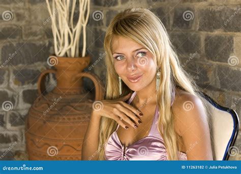 Blonde In An Armchair Stock Photo Image Of Blond Portrait