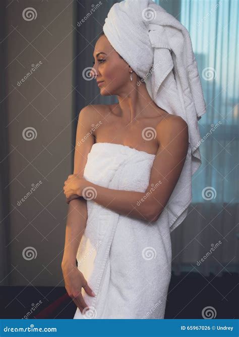 Naked Woman With Towel On Her Head And Body After Bath Stock Photo Image Of Relax Beautiful