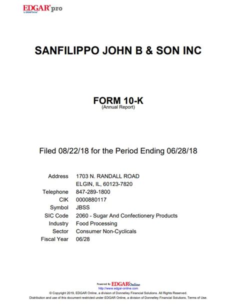 John B Sanfilippo & Son Inc. - AnnualReports.com