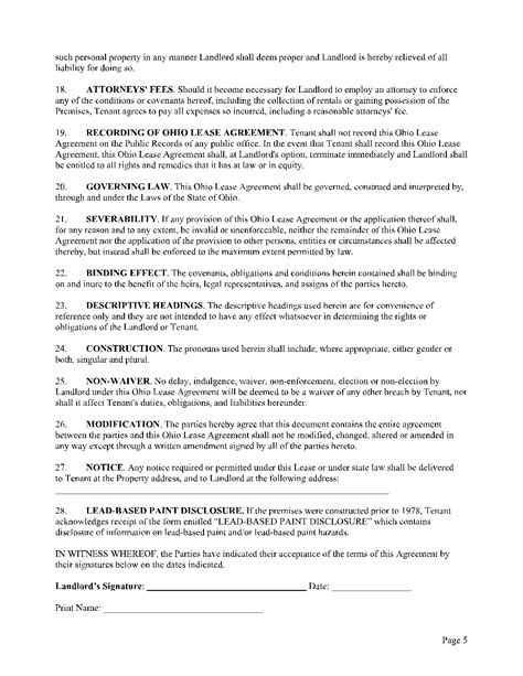 Free Ohio Rental Lease Agreement Templates Pdf Free Ohio Standard