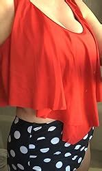 Durio Bikini High Waist Damen Zweiteiliger Bikini Set Hohe Taille Bikinihose Mit Langem Volant