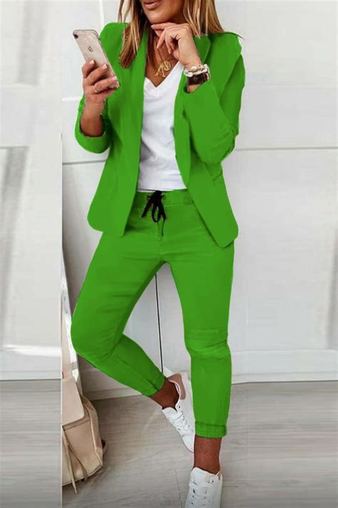 Conjunto Pantal N Con Blazer Elegante Estrena Verde