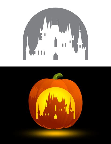 Printable Gothic Castle Pumpkin Stencil