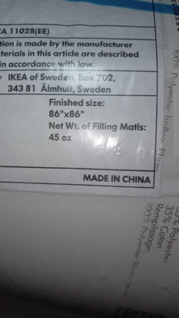 IKEA Mysa Stra Comforter Warmth Rate 3 Queen Light Weight Full/queen 86 ...