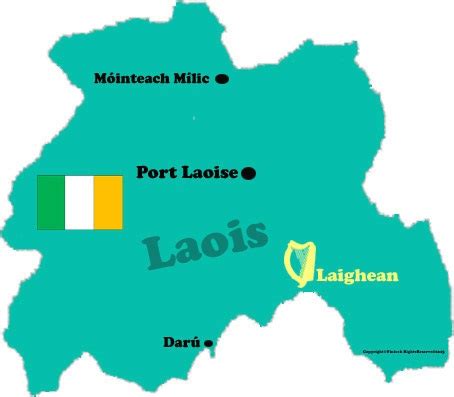 Laois county map with towns and flag