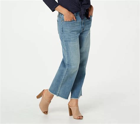 As Is Logo By Lori Goldstein Regular High Rise Wide Leg Cropped Jeans