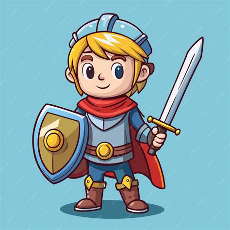 Premium Vector Cute Boy Dressed As A Knight Cartoon Vector Illustration